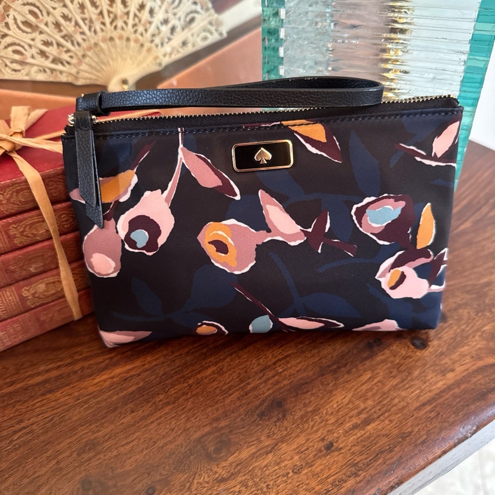 Kate Spade Paper Rose Double Zip Zippered Wristlet Pouch